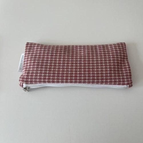 핑크 체크 필통