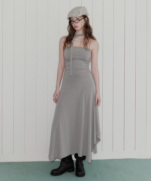 레틴 셔링 탑 플레어 롱 원피스(스트랩set)