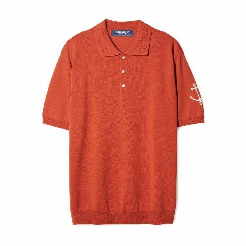 피셔맨 반팔 카라 니트 - 오렌지