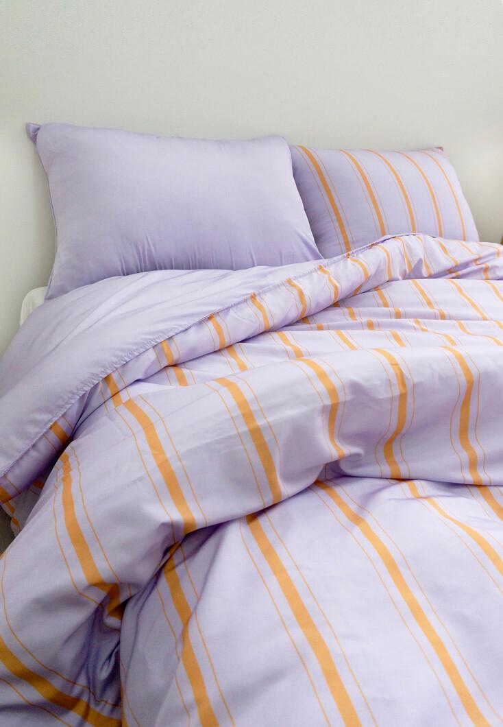 뱀부이불커버(싱글/더블)Lavender Apricot Stripe