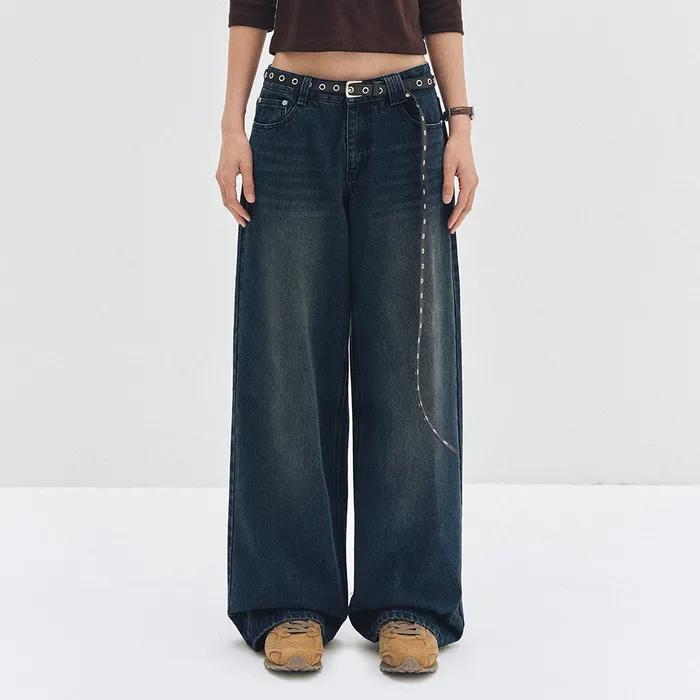 Signature Low Rise Wide Jeans DCWPT004DBLUE