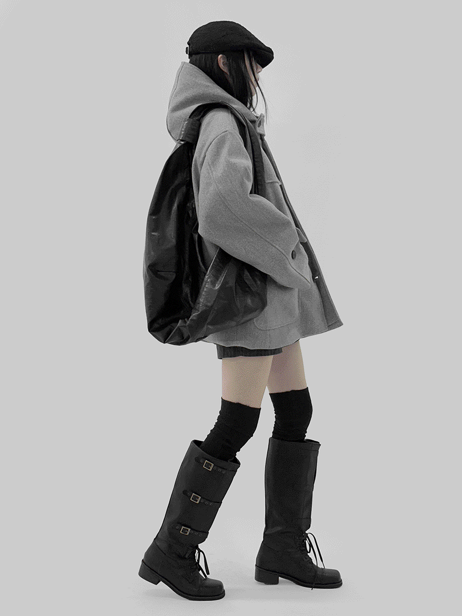 므넴 레온 패딩 하프 코트 (2color)