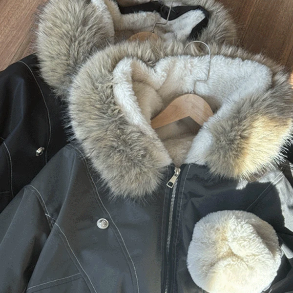 [퍼탈부착!] 스컬 퍼 소프트 블루종 패딩 점퍼