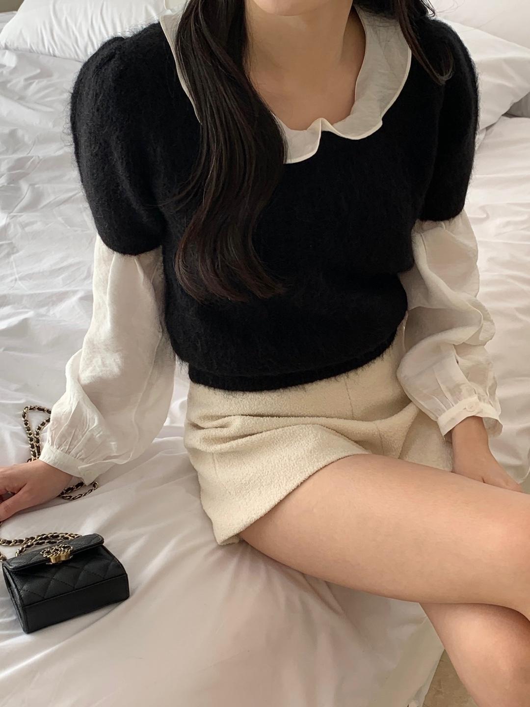 몽드 노엘 프릴 블라우스 (1col) 셔링블라우스 프릴블라우스 하객룩 몽드