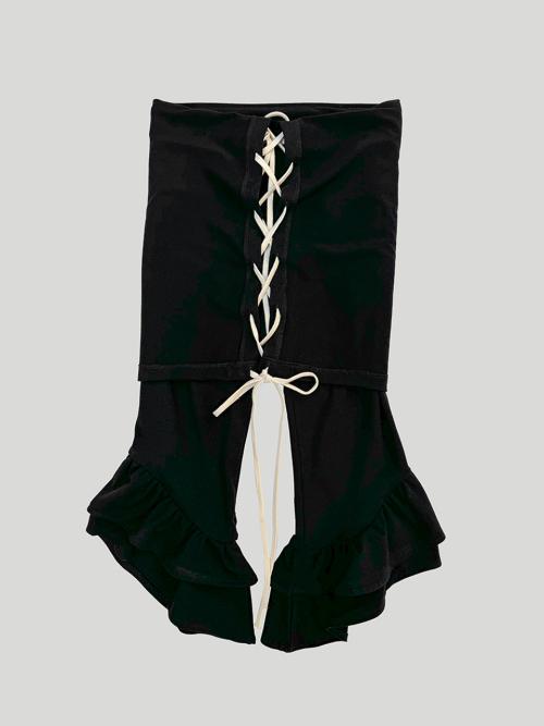 LACE-UP CONVERTIBLE JUMPSUIT: BLACK