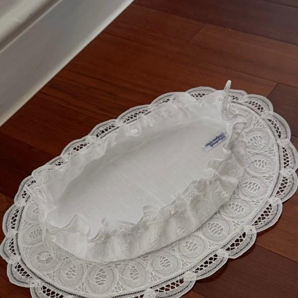 [EDIT] handmade lace bread dish (oval) whiteㅣbelgium