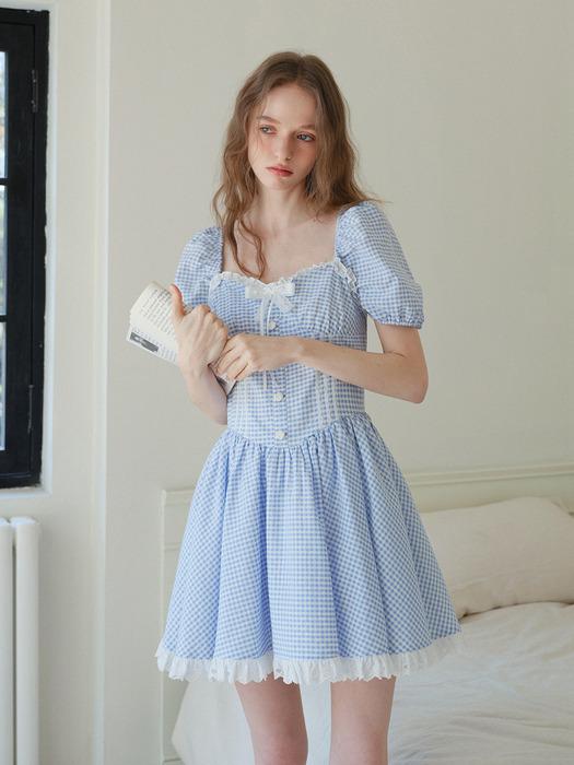 Cest_Check lace mini dress