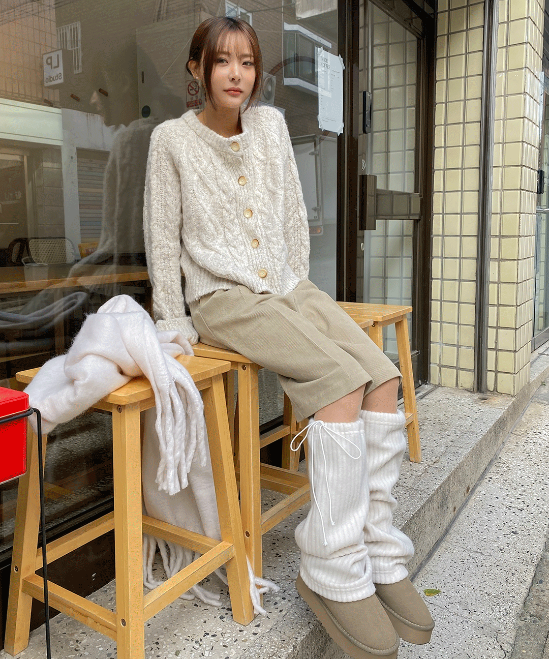 메리 꽈배기 울 가디건 - 3color