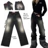 Brush washing black denim jeans (1color)