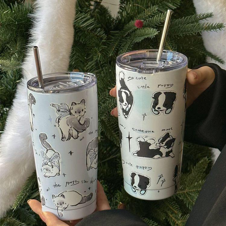 갓수 스케치 캣 도그 텀블러 보온 보냉 컵 물컵