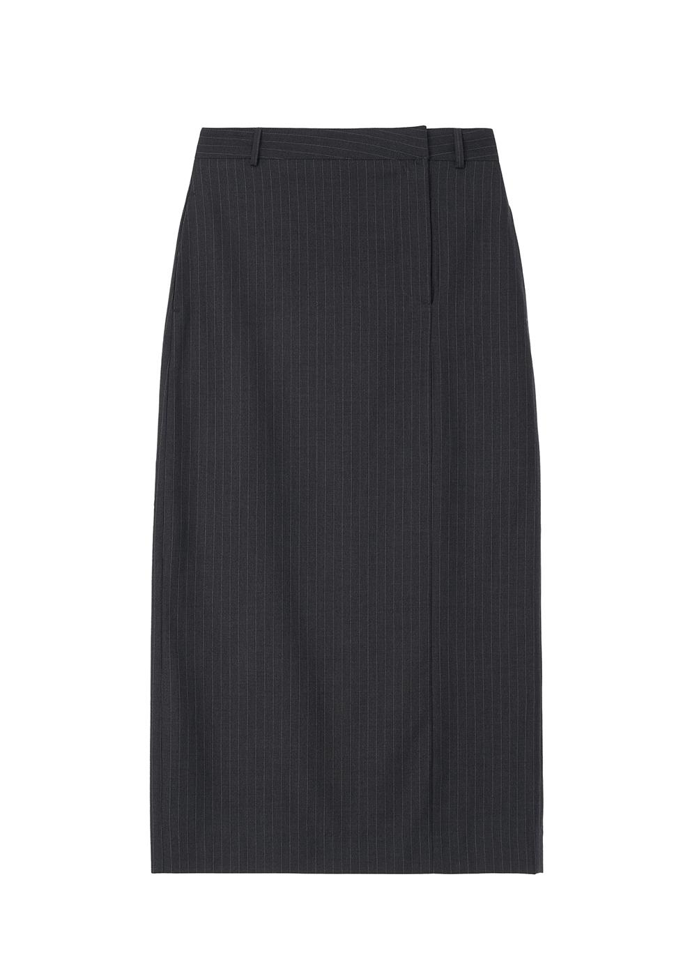 Stripe Low-rise Maxi Slit Skirt (chacoal)
