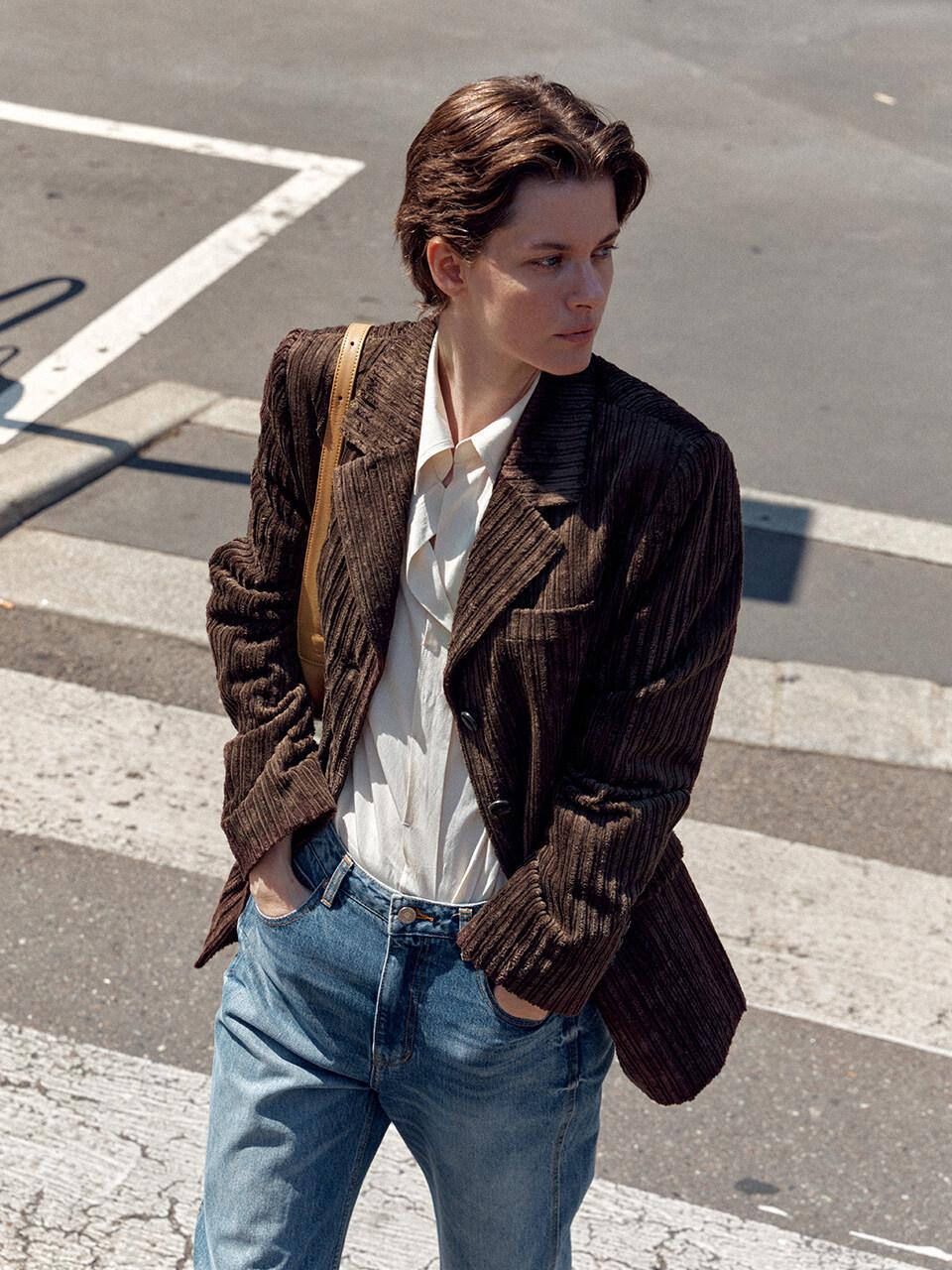 Strapped Velvet Corduroy Blazer SW4AJ807-94