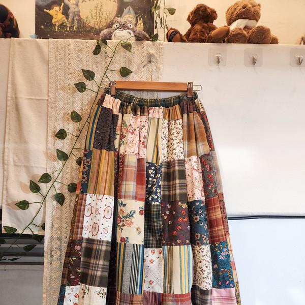 겨울 패치워크 롱스커트