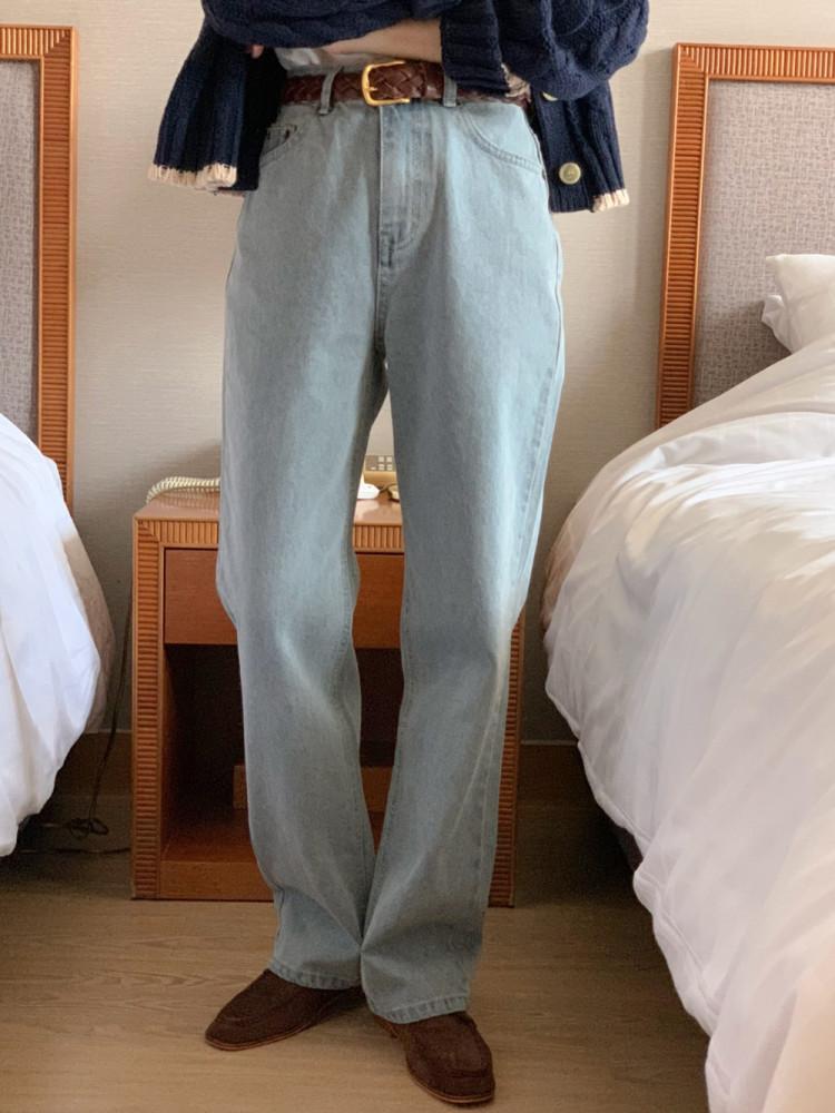 Areing 아잉 세미 와이드 아이콘 애쉬 데님 팬츠