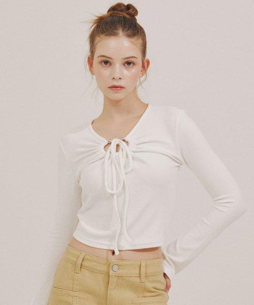 볼라운드 셔링 티셔츠 [IVORY]