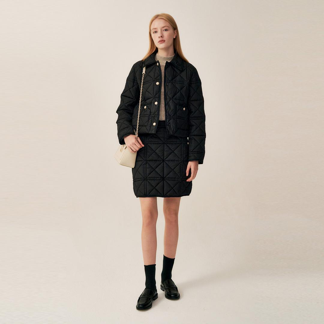 셔츠 카라 퀼팅 자켓