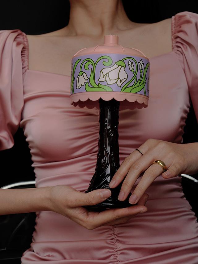 [Avon] pink lamp perfume glass bottle