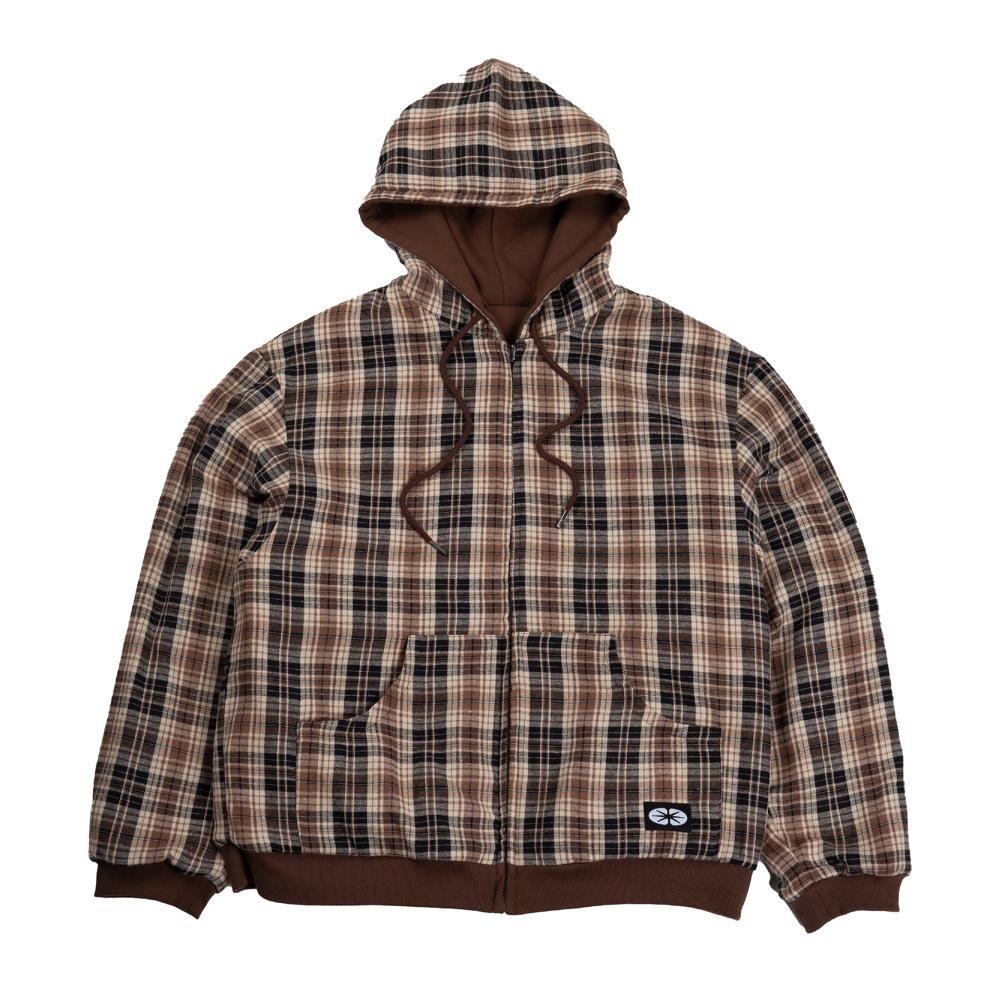 [ERTR] Reversible Hoodie Zip-Up Check Brown