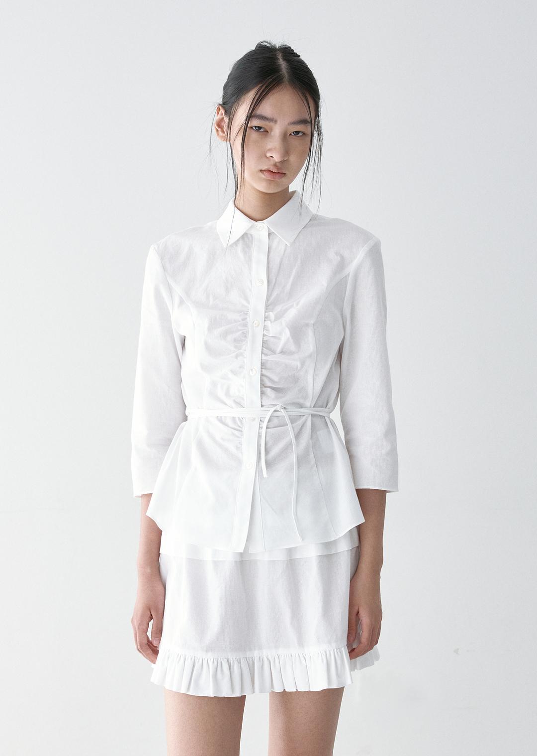 SHEER COTTON TIE WAIST SHIRT