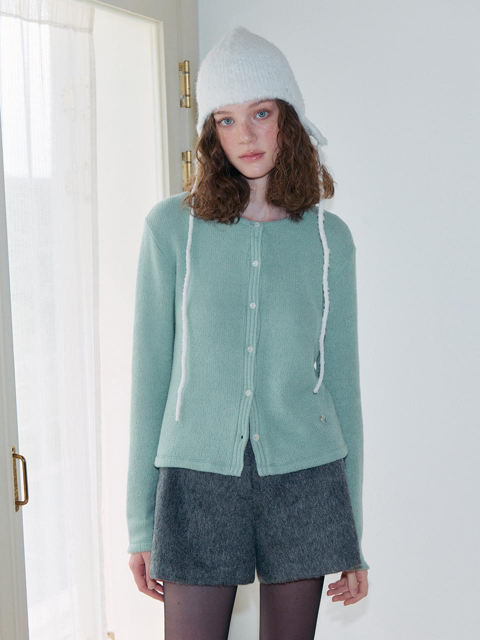 Ribbed Round Cardigan, Mint
