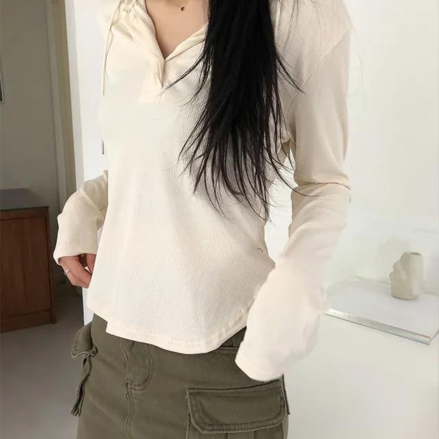 slim button hood tee 2 color