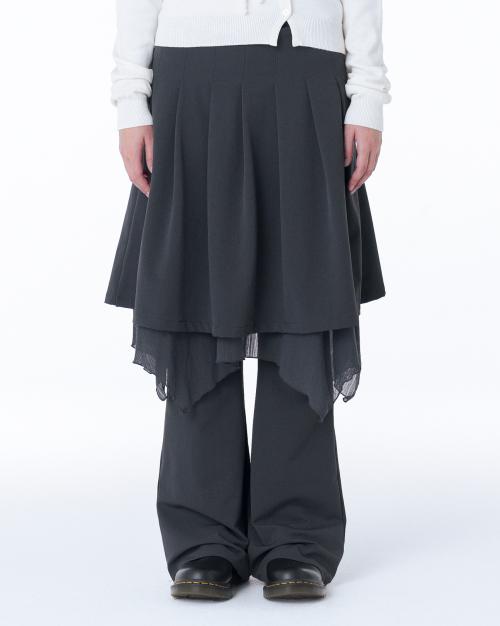 Layered skirt pants set CHARCOAL