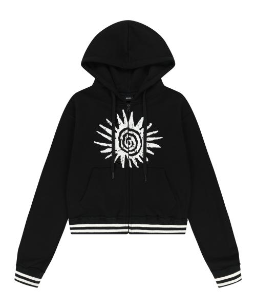 Cracked Sun Zip-Up Hoodie (Black)