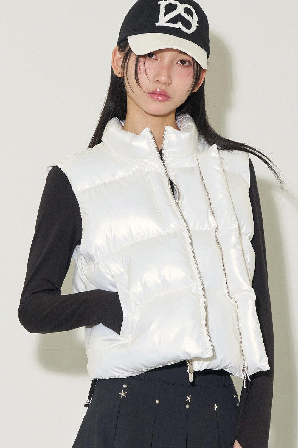 [ILLIGO] FW 24 Glossy padded vest White - WHITE / S