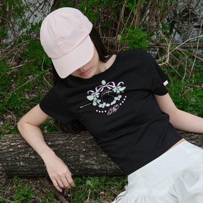 [X MINJUKIM] SWEET KITTY BOW T-SHIRT - 2 colors