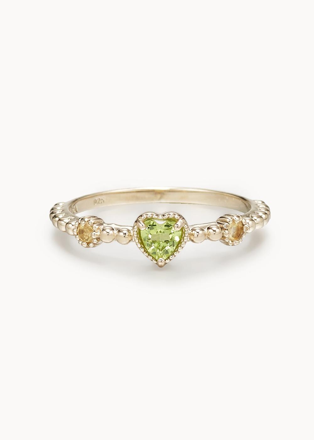 Piece of Clover Heart Ring - Peridot & Citrine