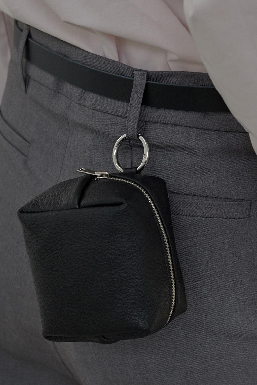 Keyring leather pouch-Black