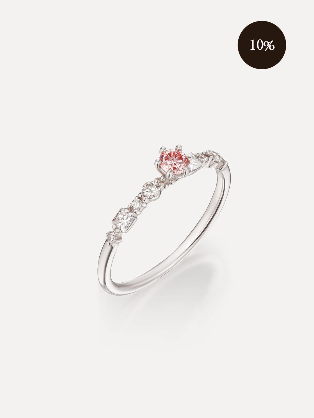 [925silver]뮬리 랩그로운 핑크 다이아몬드 링