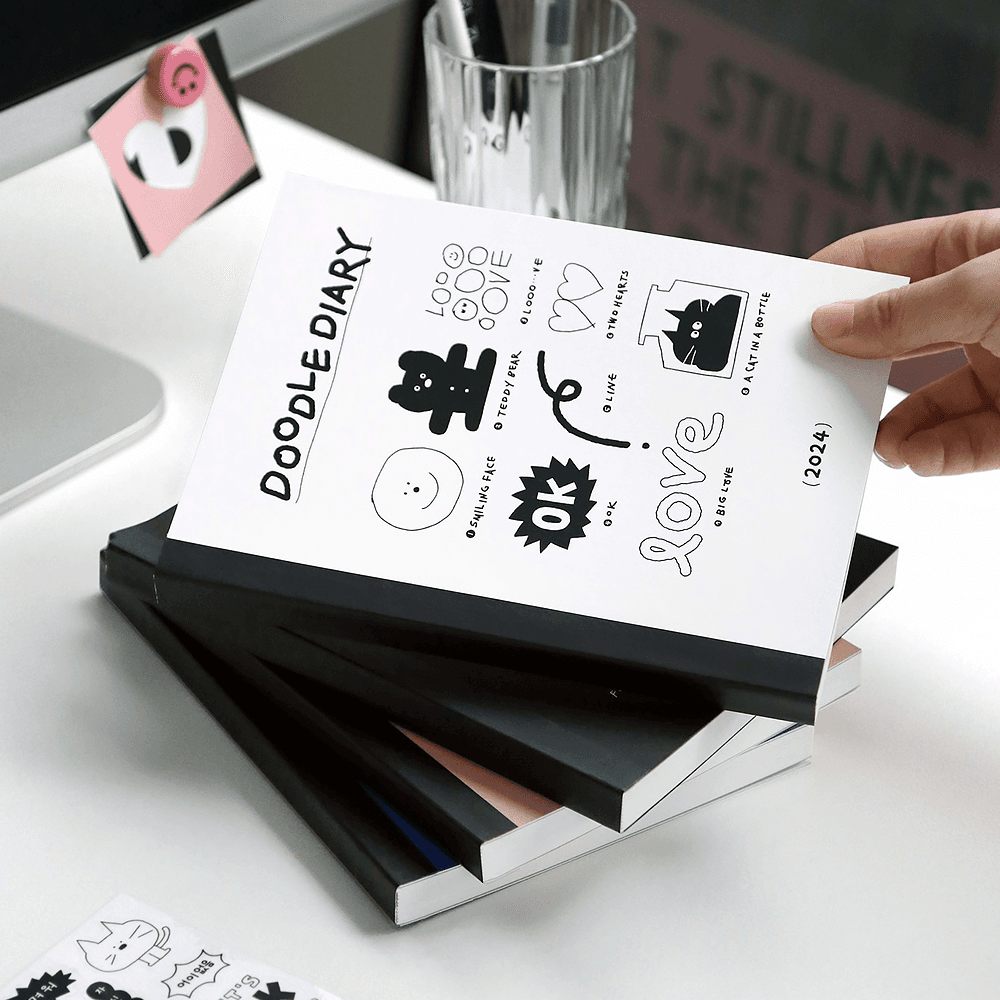 두들 24년 위클리 다이어리 2024 일러스트 성인 일기장 인디핑크 블루