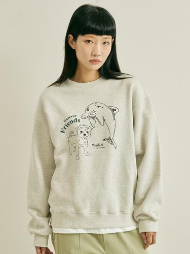 Forever friends 퍼피돌핀 맨투맨 오트밀