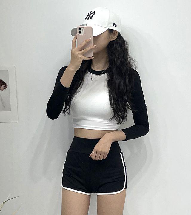 [비치웨어!] 크롭 나그랑 래쉬가드 (2color)