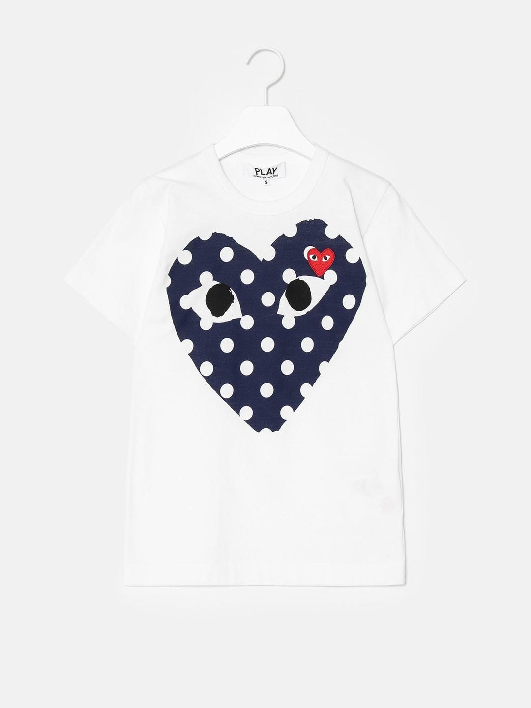 🖤이번주 신상🖤 (Women) Polka Dot Big Heart T-Shirt - White