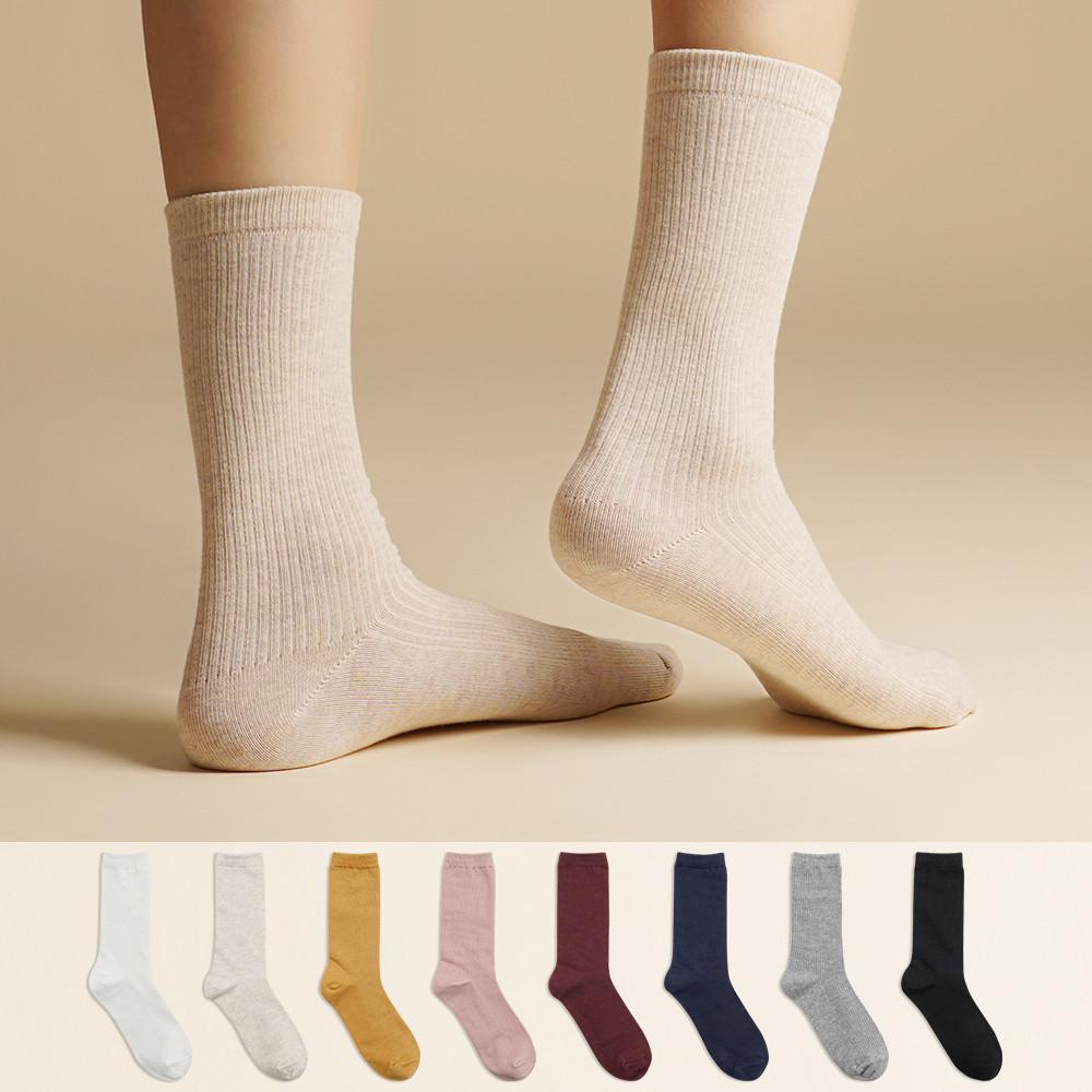 삭피엔스 20cm 톡톡한 여자 긴목 골지 양말 8켤레 세트