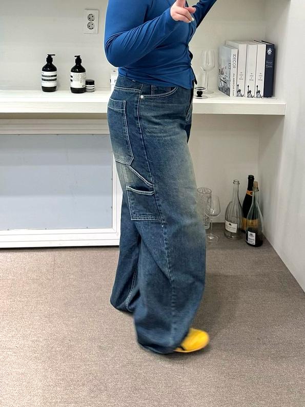 [빅사이즈][30~38][유니섹스][강추] 트릭 데님 카펜터 워크팬츠