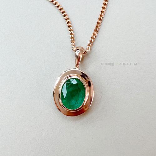 [에멜N026] 1.26ct 천연 에메랄드목걸이 (14K)
