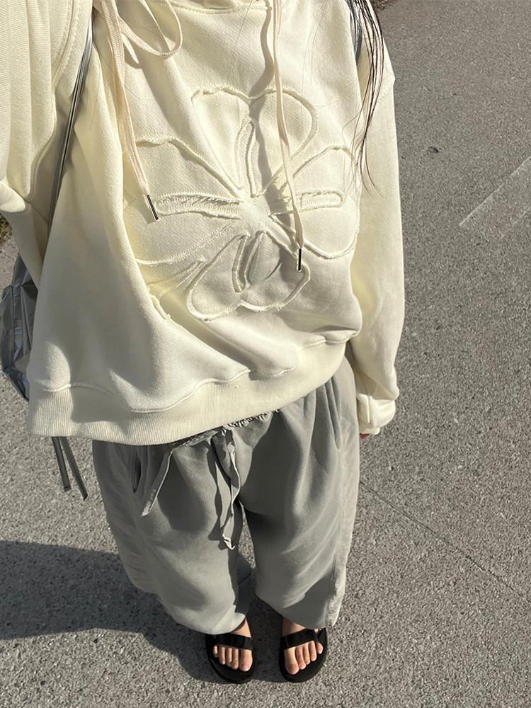 클로버 세미 크롭 후드 쭈리 맨투맨