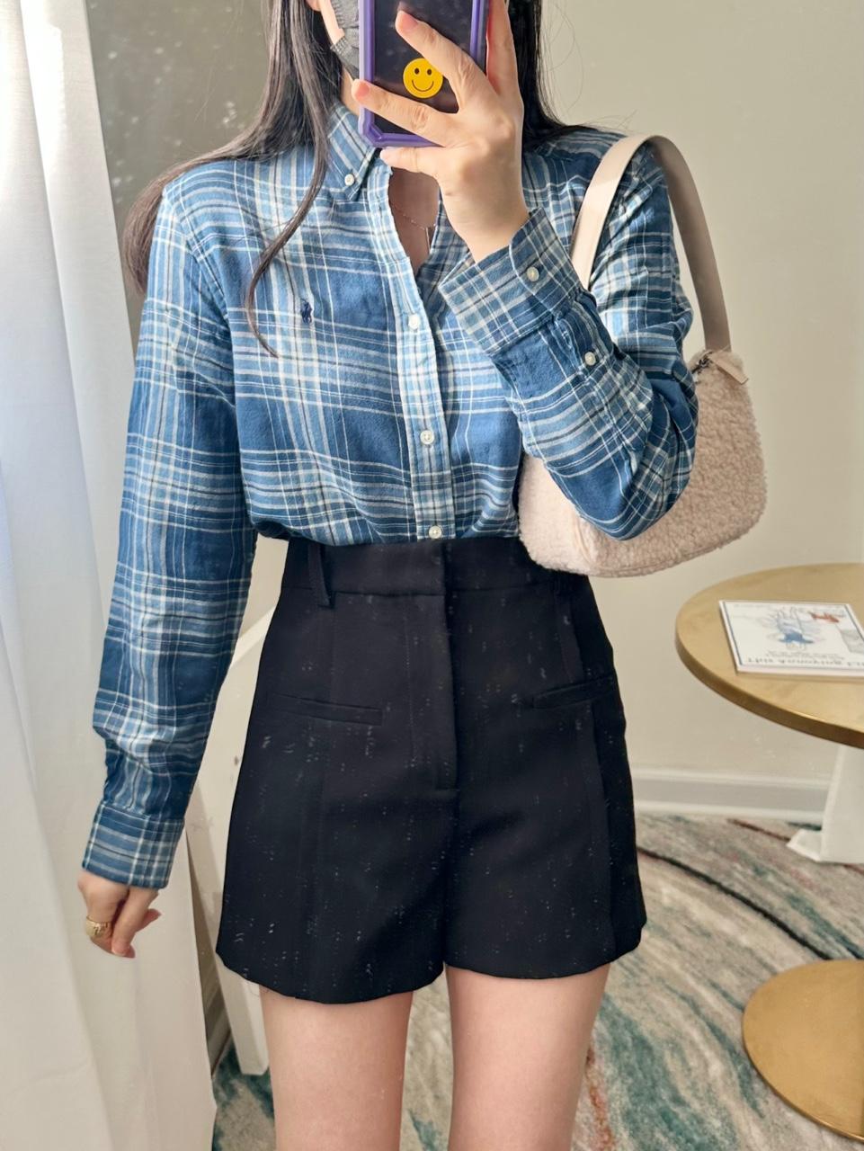 폴로랄프로렌 여성 보이즈 네이비타탄 거즈코튼 셔츠
