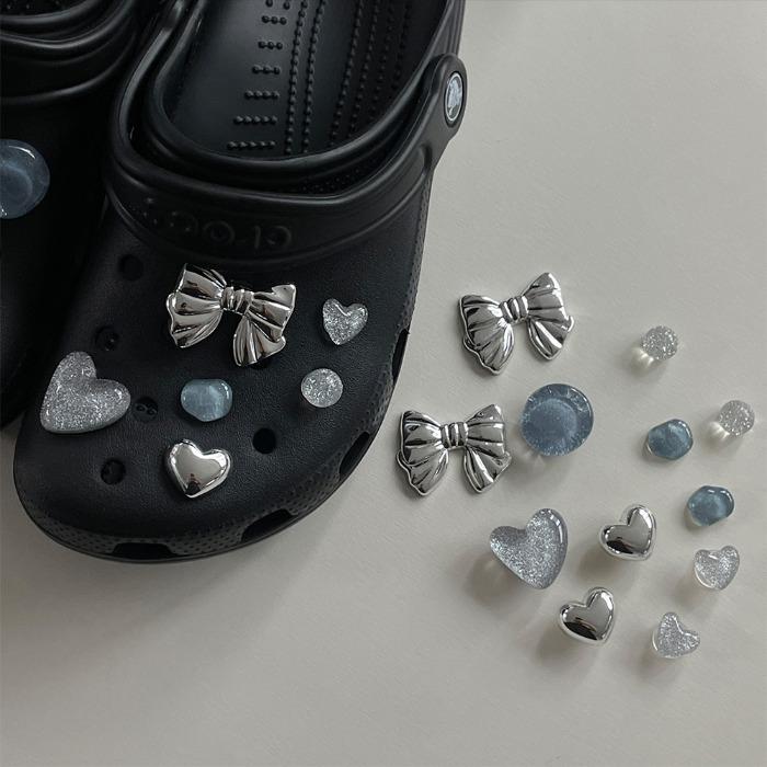 리틀림 실버 리본 12set 글리터원석 영롱한 보석 슬리퍼 파츠 참