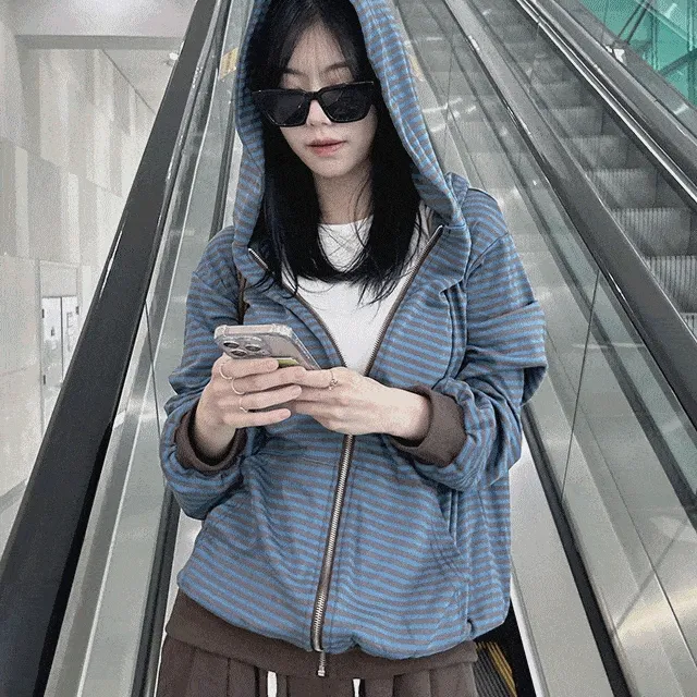 [단가라후드]스트라이프 후드 데일리 집업 [팬츠 구매가능]