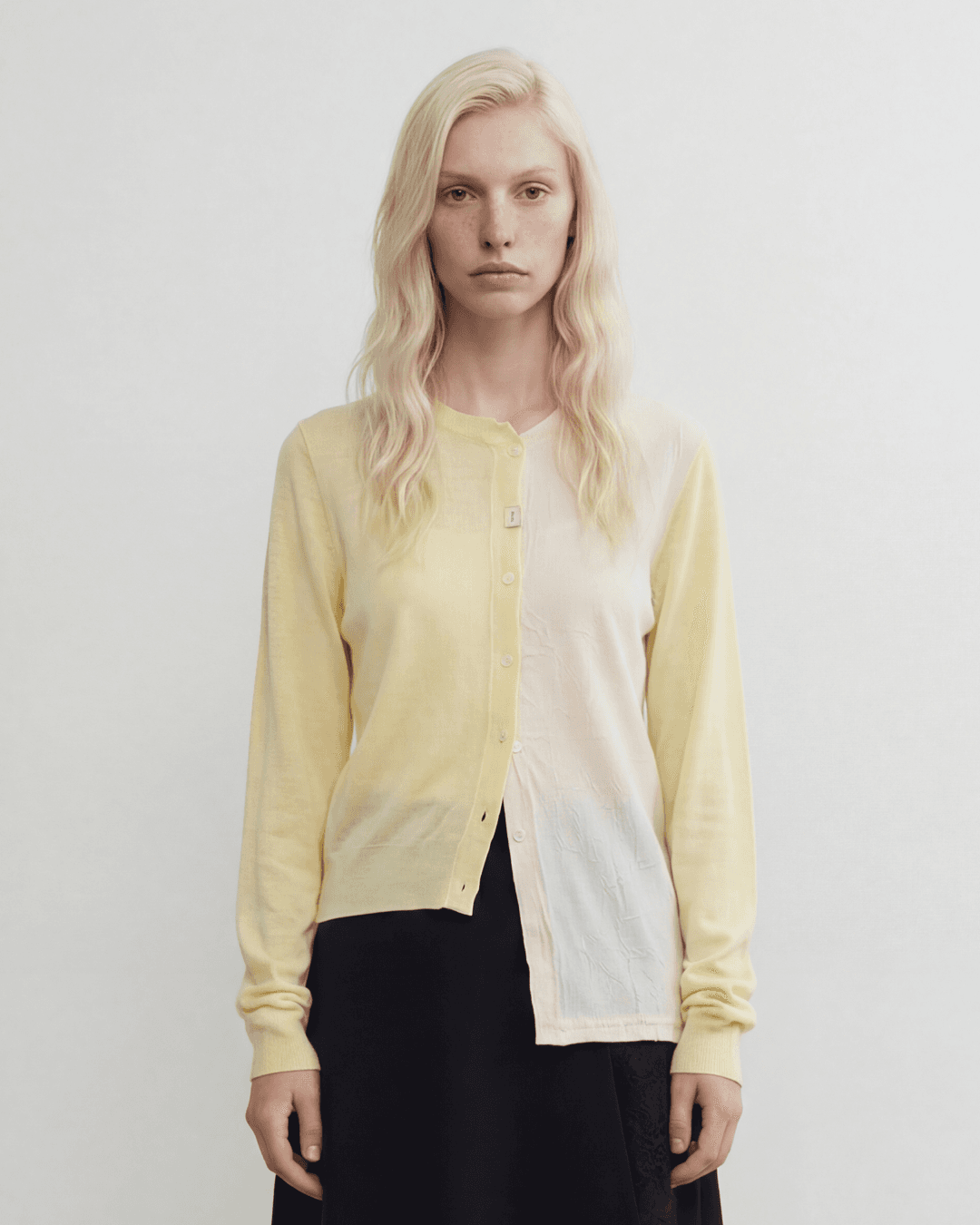 [2/27 예약 배송][노머] MIXED FABRIC CARDIGAN BUTTER