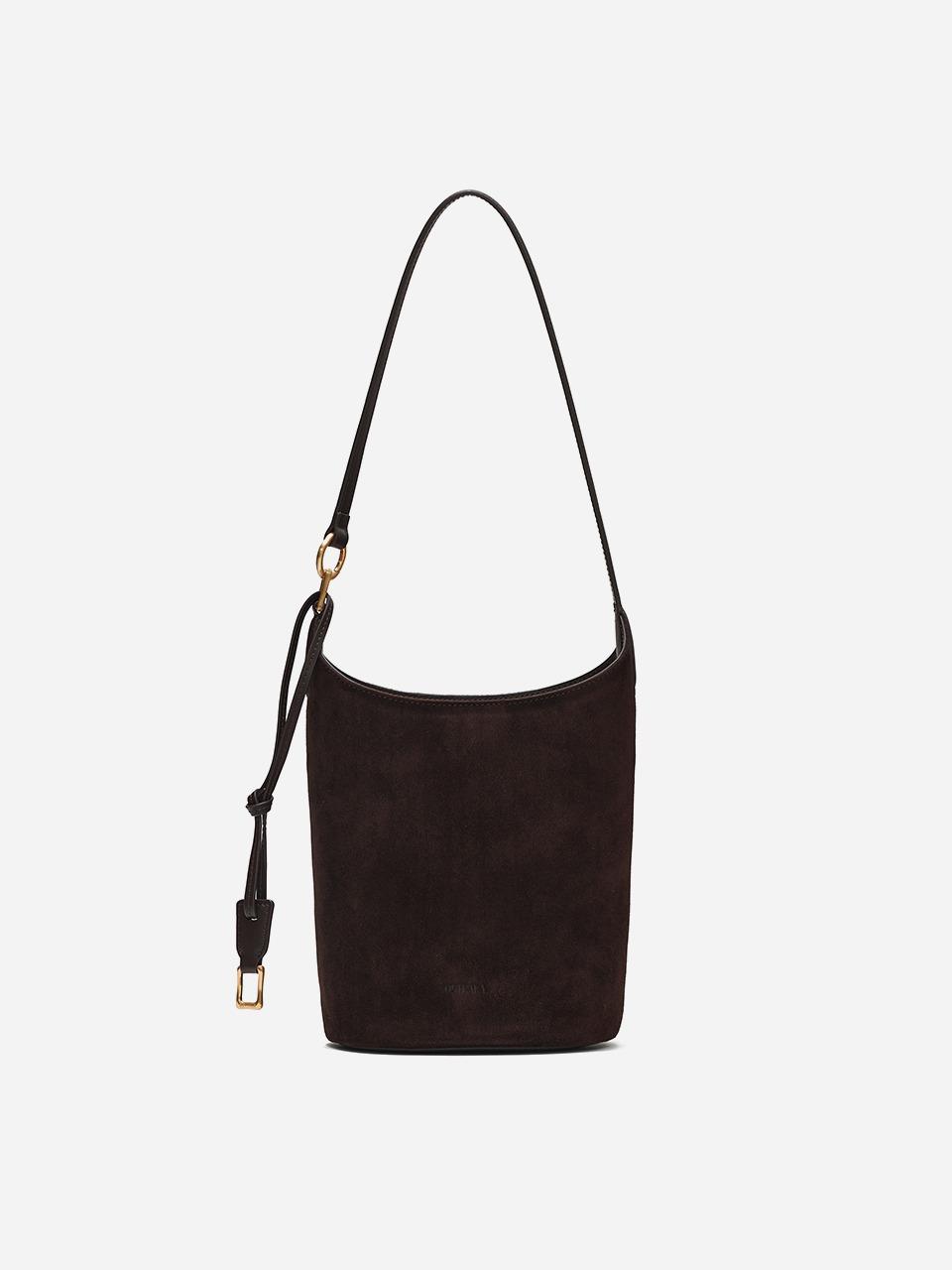 Forena Bucket Shoulder Suede Dark Brown