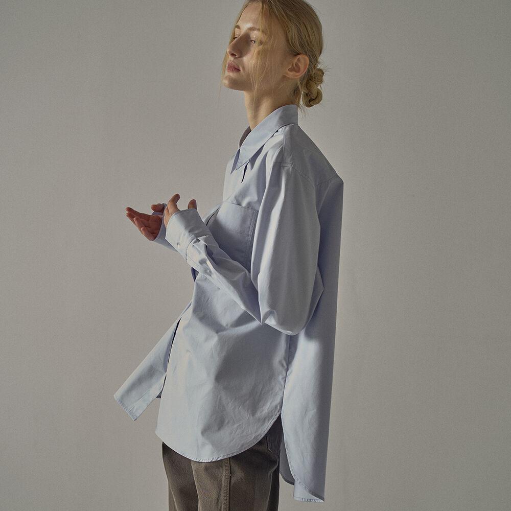 오버핏 포플린 셔츠_sky