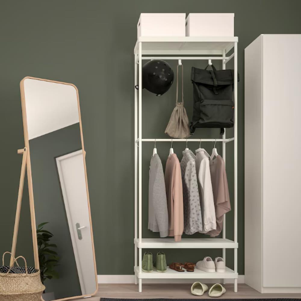 시스템행거 이케아 행거 조립식 스탠드 옷걸이 철제 선반 드레스룸 마카페르 2단