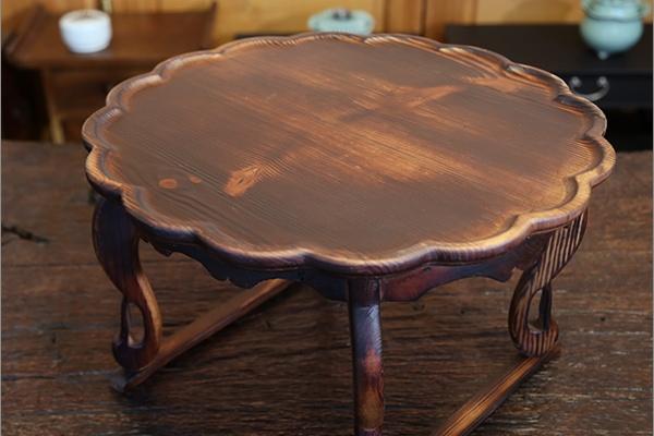 빈티지 원목 개다리소반 특대 42cm 전통찻상 호족반 다과상 백일상 돌상 셀프 꽃모양