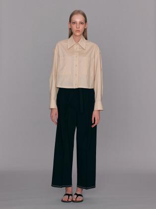 Cotton Cropped Shirt_BEIGE