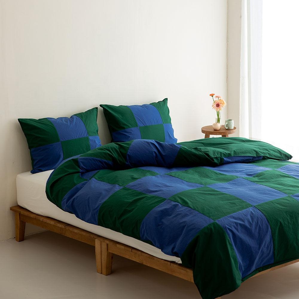 [29CM 단독]빅 체커보드 베딩_ink&forest green